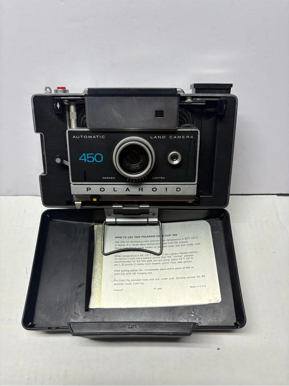 Polaroid Automatic Land Camera 450 With Cover Excellent Early 1970's